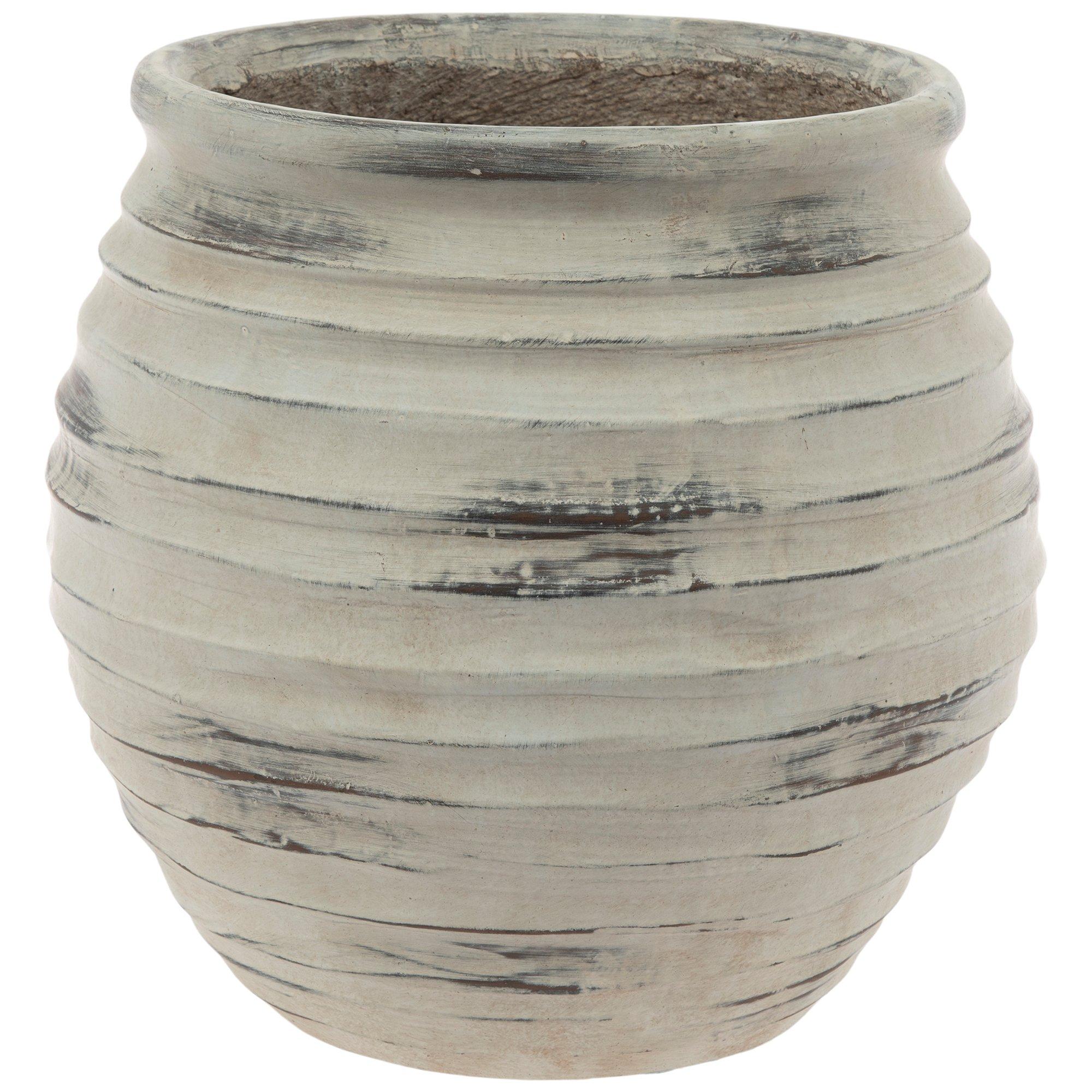 Distressed Cream Ribbed Cement Planter Hobby Lobby 2379907