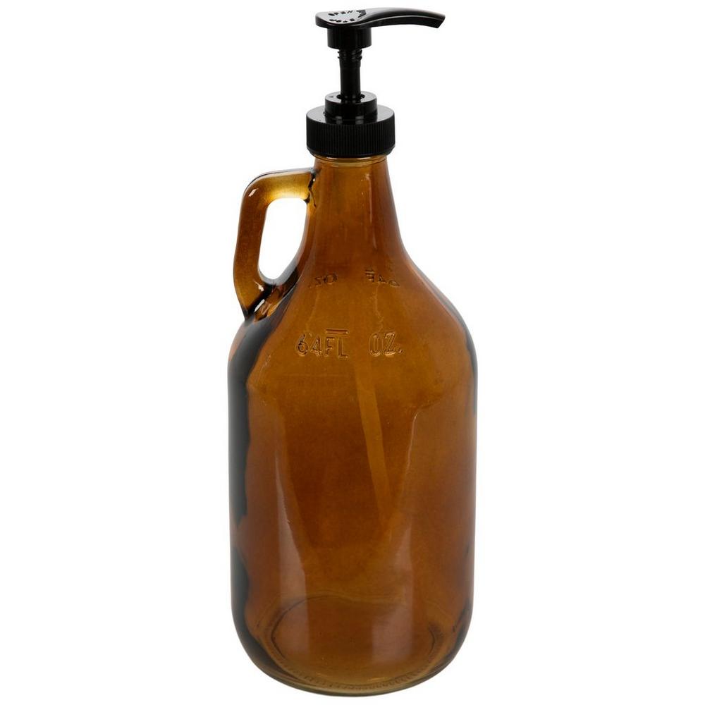 Amber Glass Jug Soap Dispenser