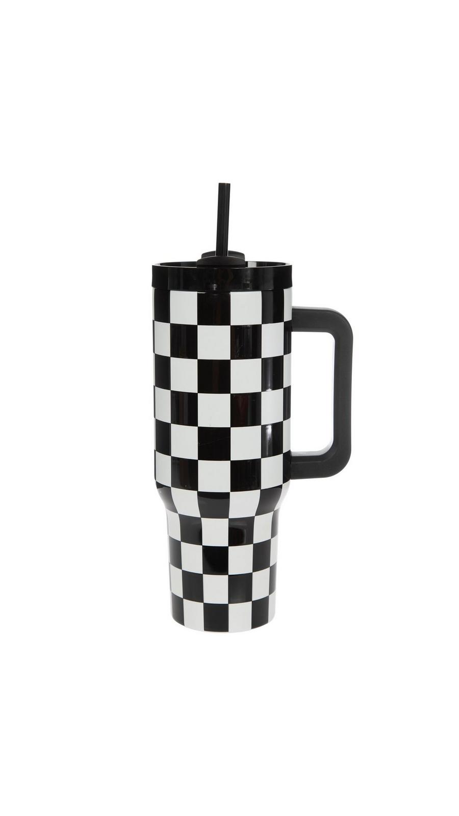 Black & White Check Stainless Steel Tumbler | Hobby Lobby | 2388098
