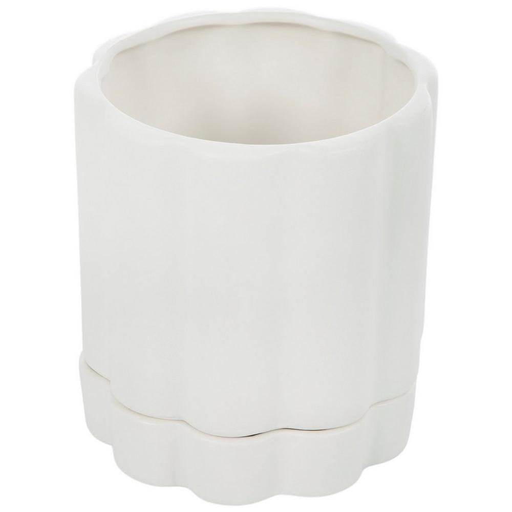 Matte White Ribbed Planter & Saucer | Hobby Lobby | 2391951