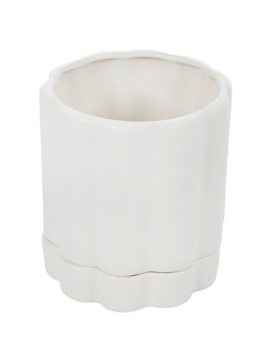 Matte White Ribbed Planter & Saucer | Hobby Lobby | 2391951