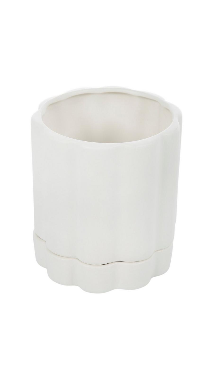 Matte White Ribbed Planter & Saucer | Hobby Lobby | 2391951