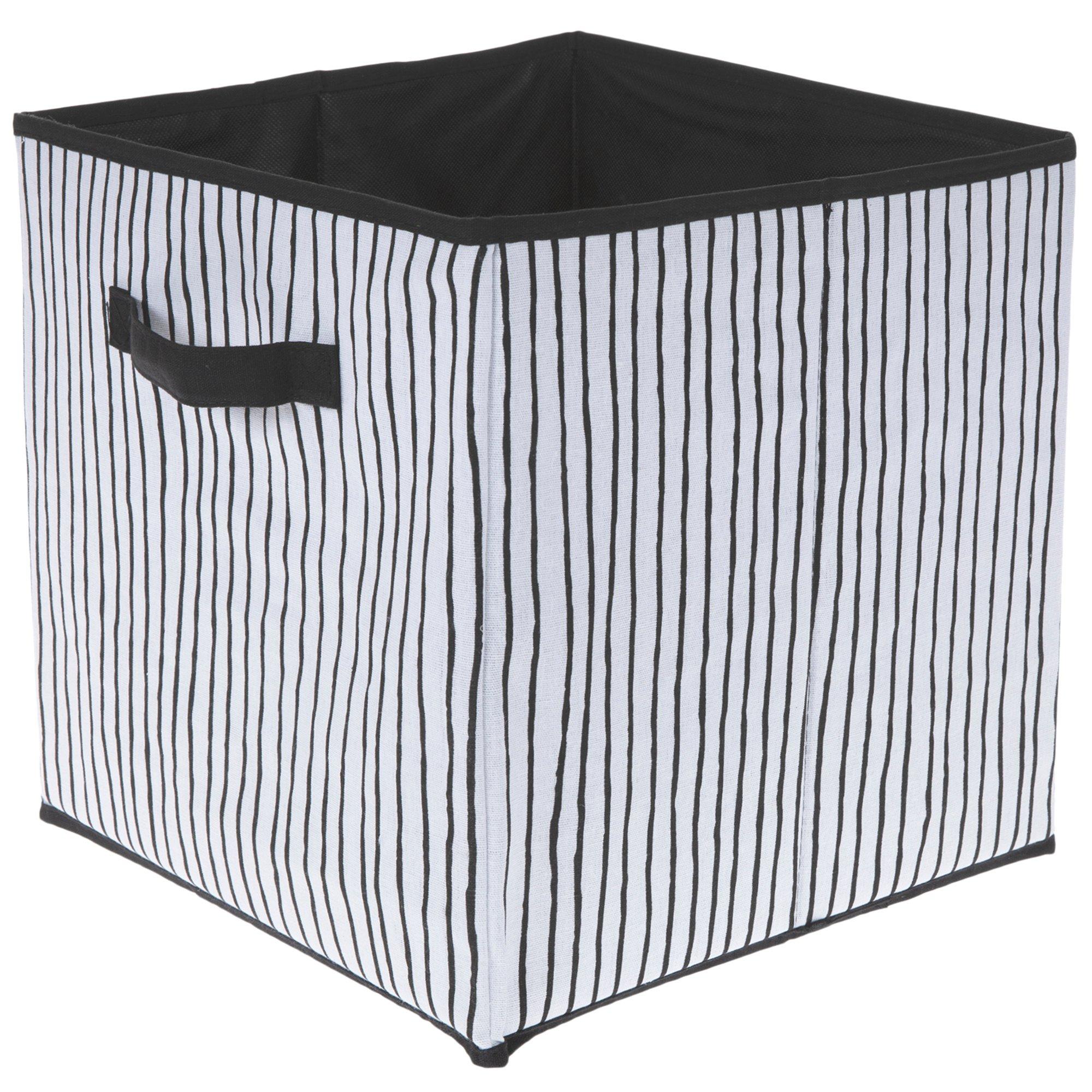 Black & White Striped Collapsible Canvas Bin 