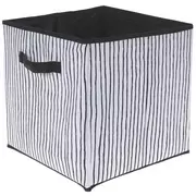 Black & White Striped Collapsible Canvas Bin