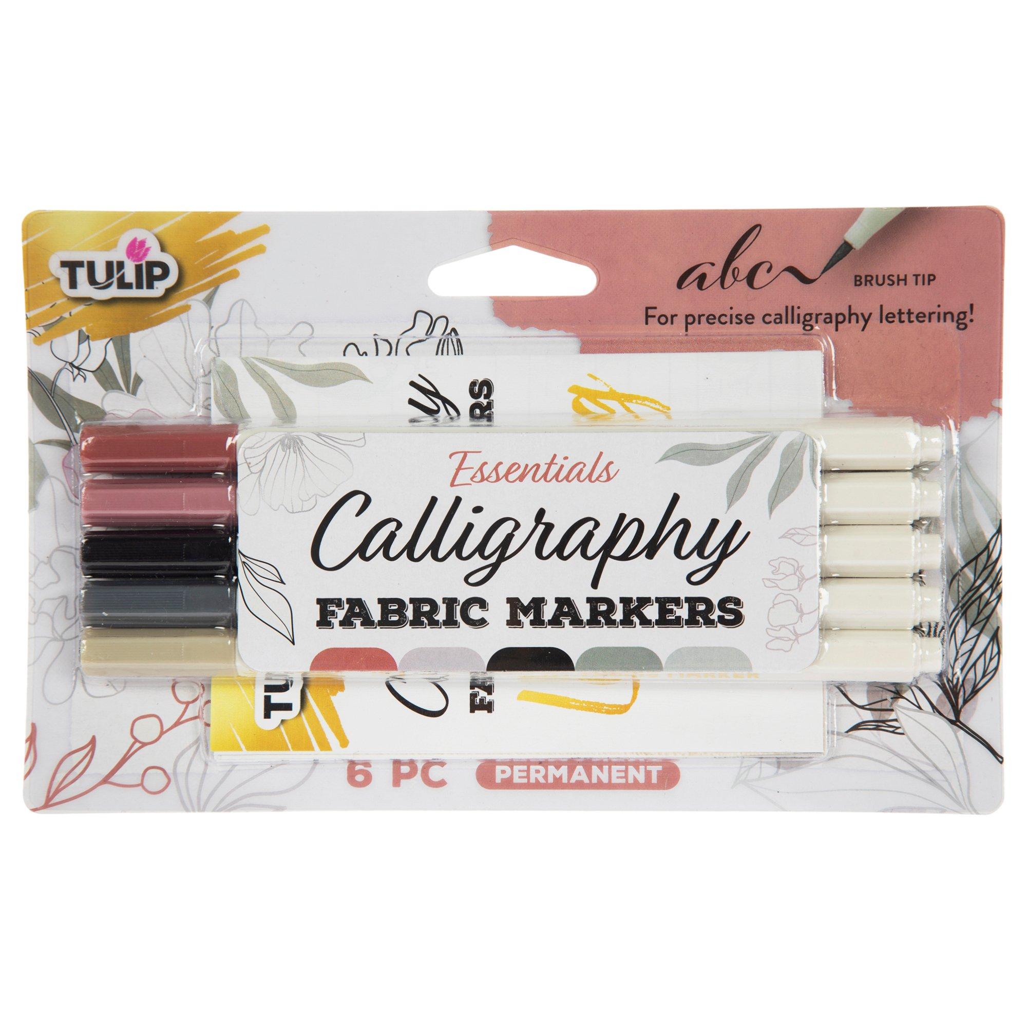 Tulip Calligraphy Brush Tip Fabric Markers 6 Piece Set Hobby Lobby