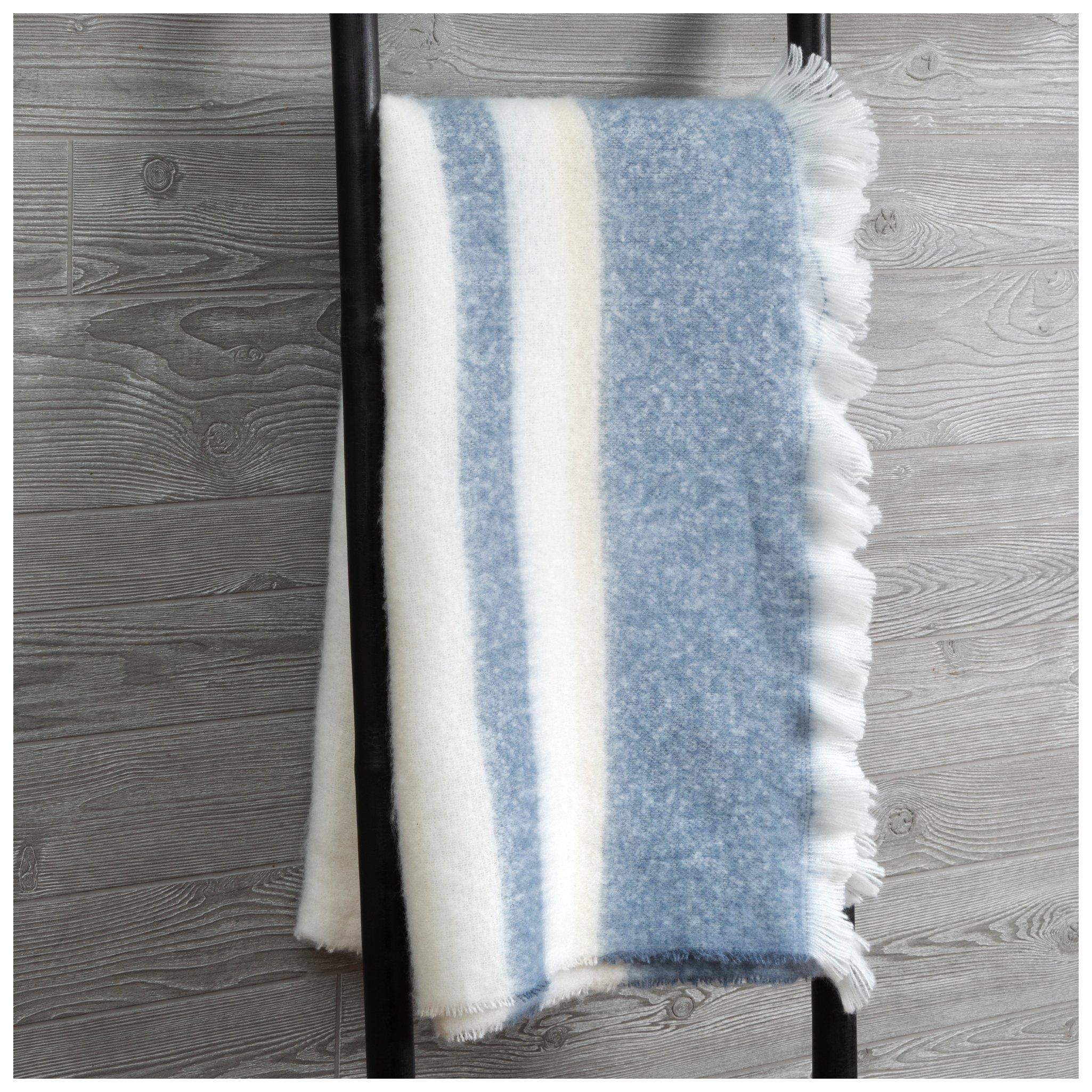 Blue & White Striped Throw Blanket Hobby Lobby 2400034