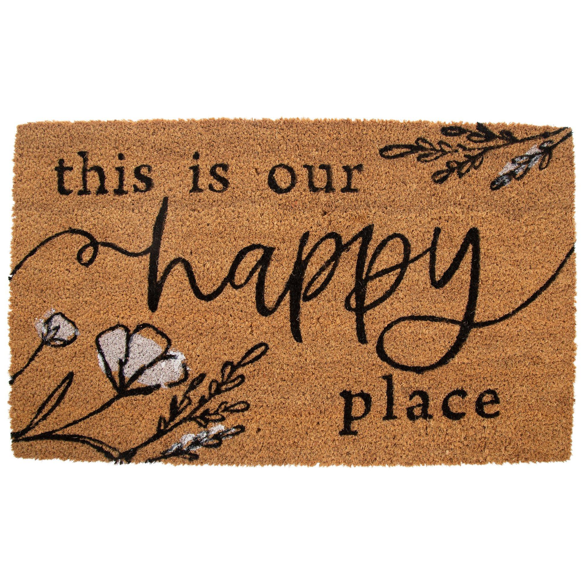 Happy Place Floral Coir Doormat Hobby Lobby 2400091