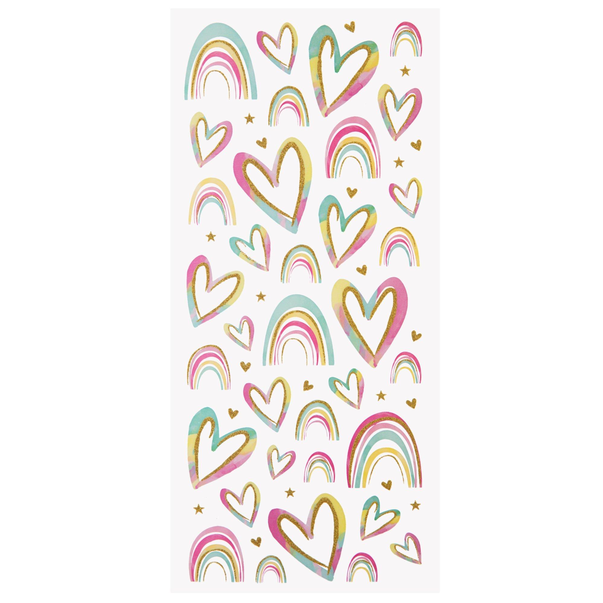 Hearts And Rainbows Glitter Stickers Hobby Lobby 2400752