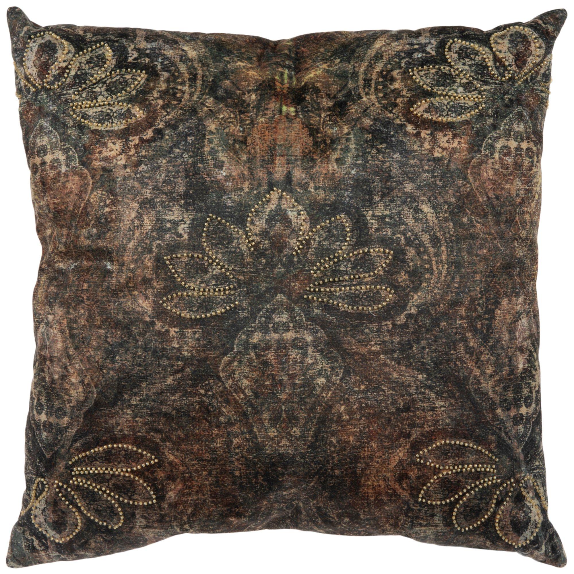 Bohemian Beaded Flowers Throw Pillow | Hobby Lobby | 2401578