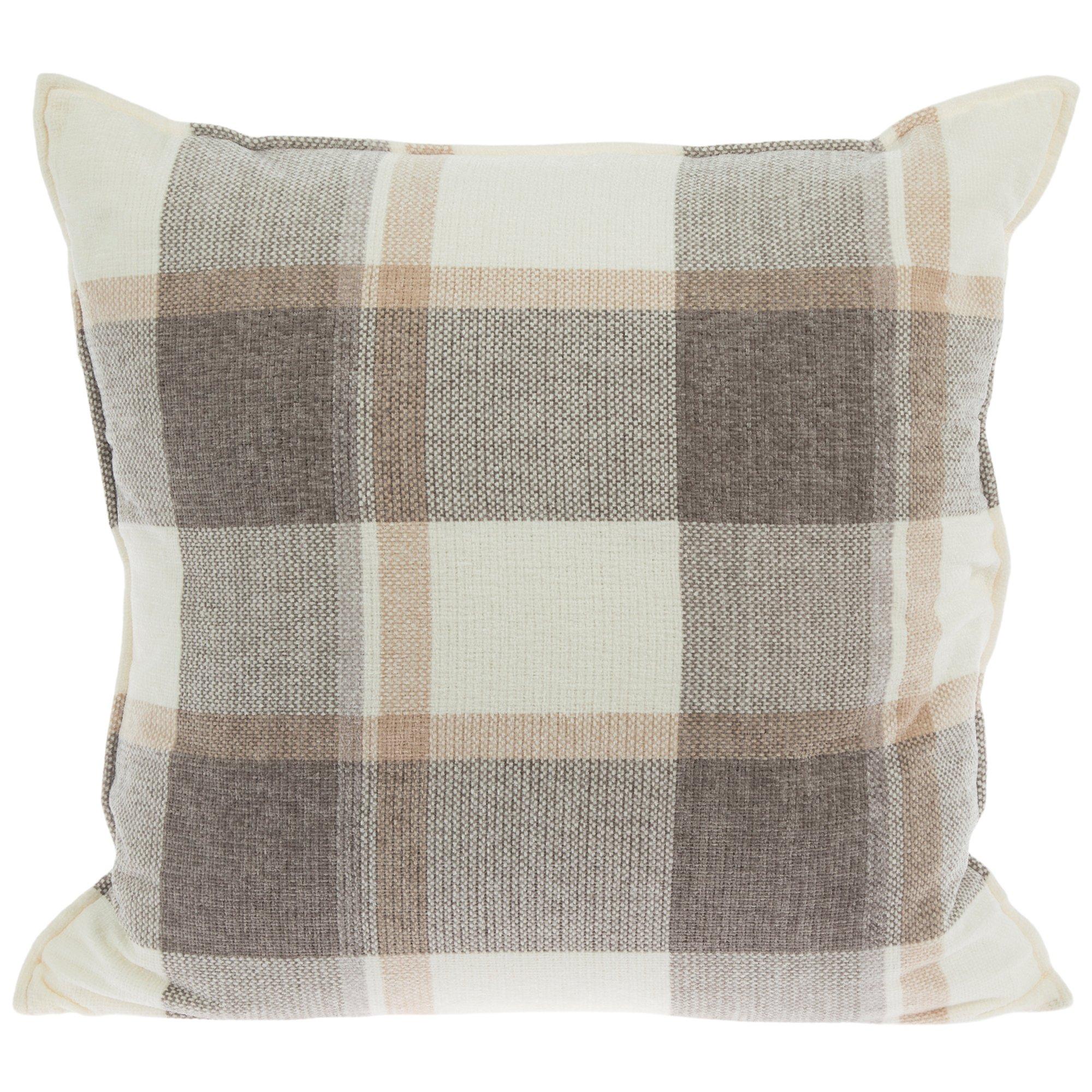 Gray & White Plaid Chenille Throw Pillow | Hobby Lobby | 2401818