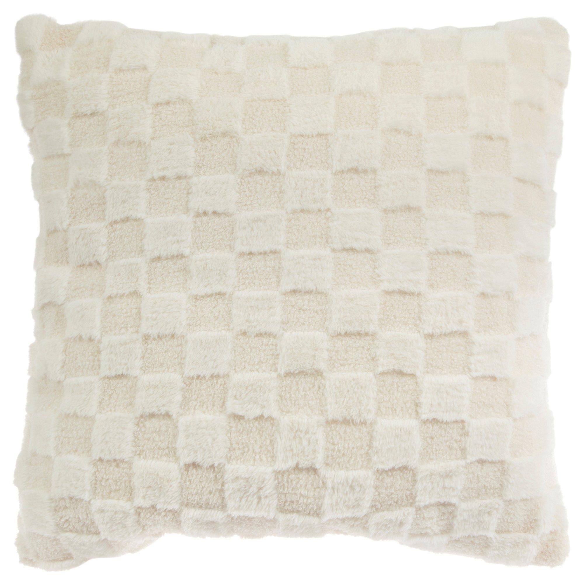 Ivory Checkered Fuzzy Pillow | Hobby Lobby | 2401842