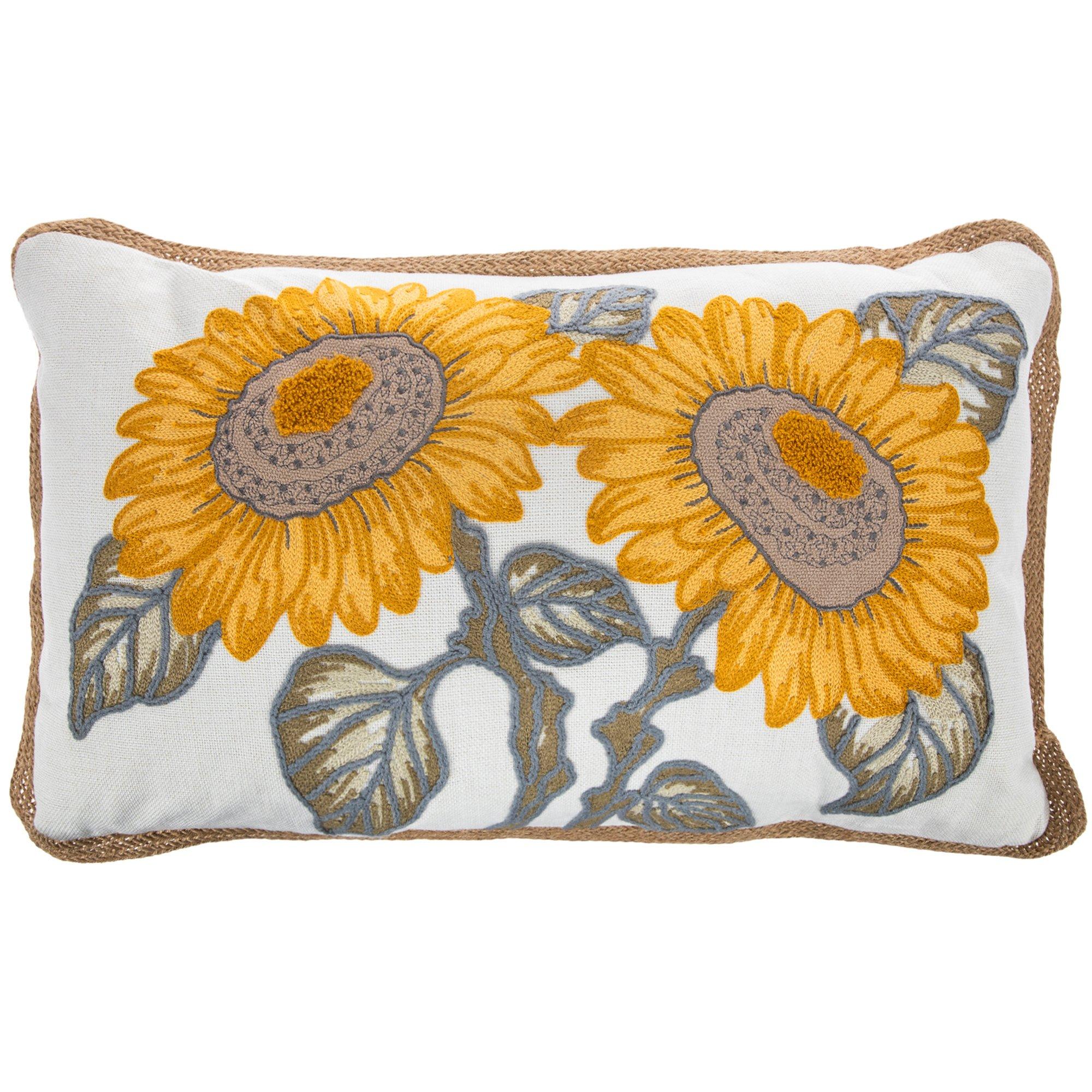 Embroidered Sunflowers Pillow | Hobby Lobby | 2401859