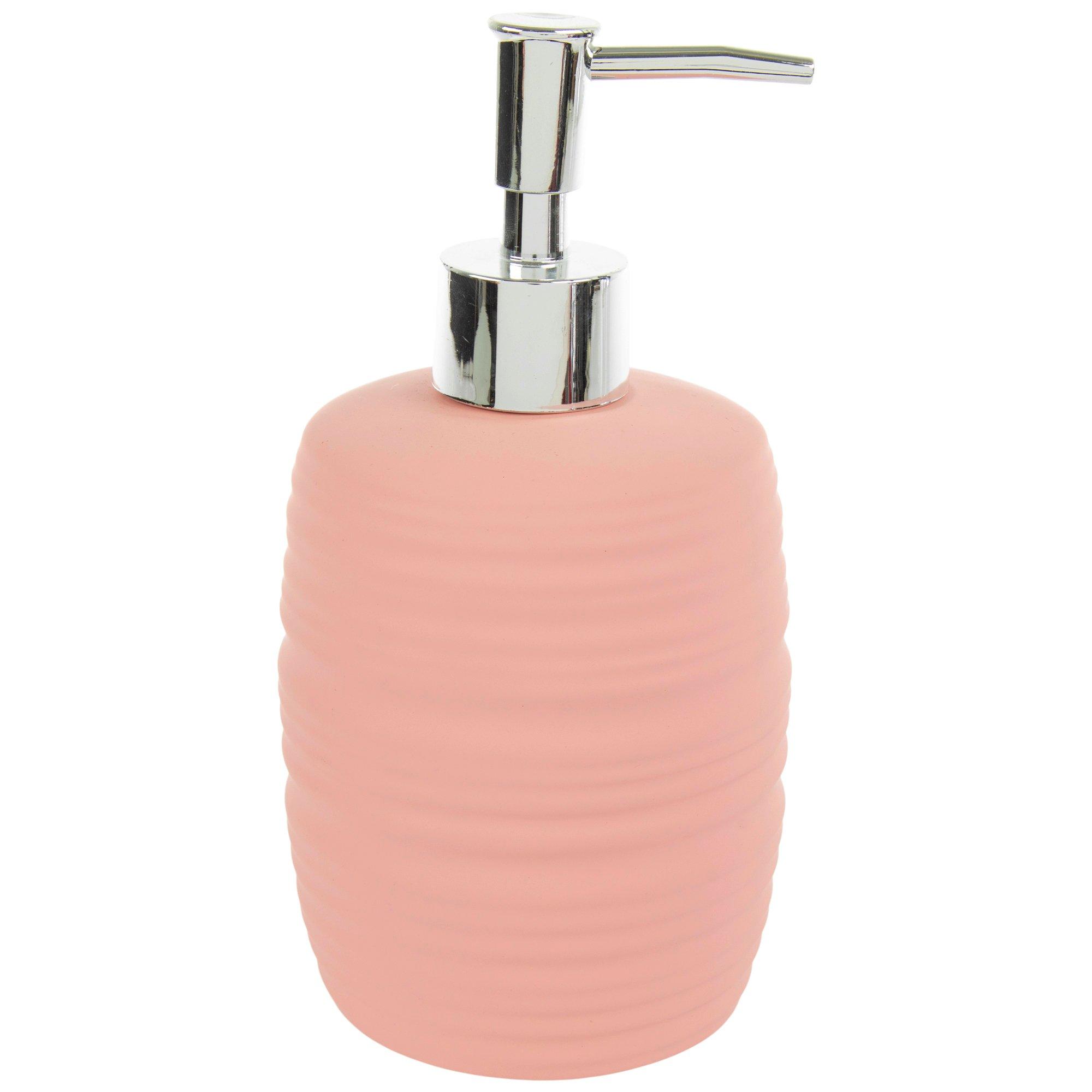 Matte Pink Ridged Stoneware Soap Pump | Hobby Lobby | 2402279 Matte Pink Ridged Stoneware Soap Pump | Hobby Lobby | 2402279