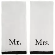 Mr & Mrs Embroidered Velour Hand Towels