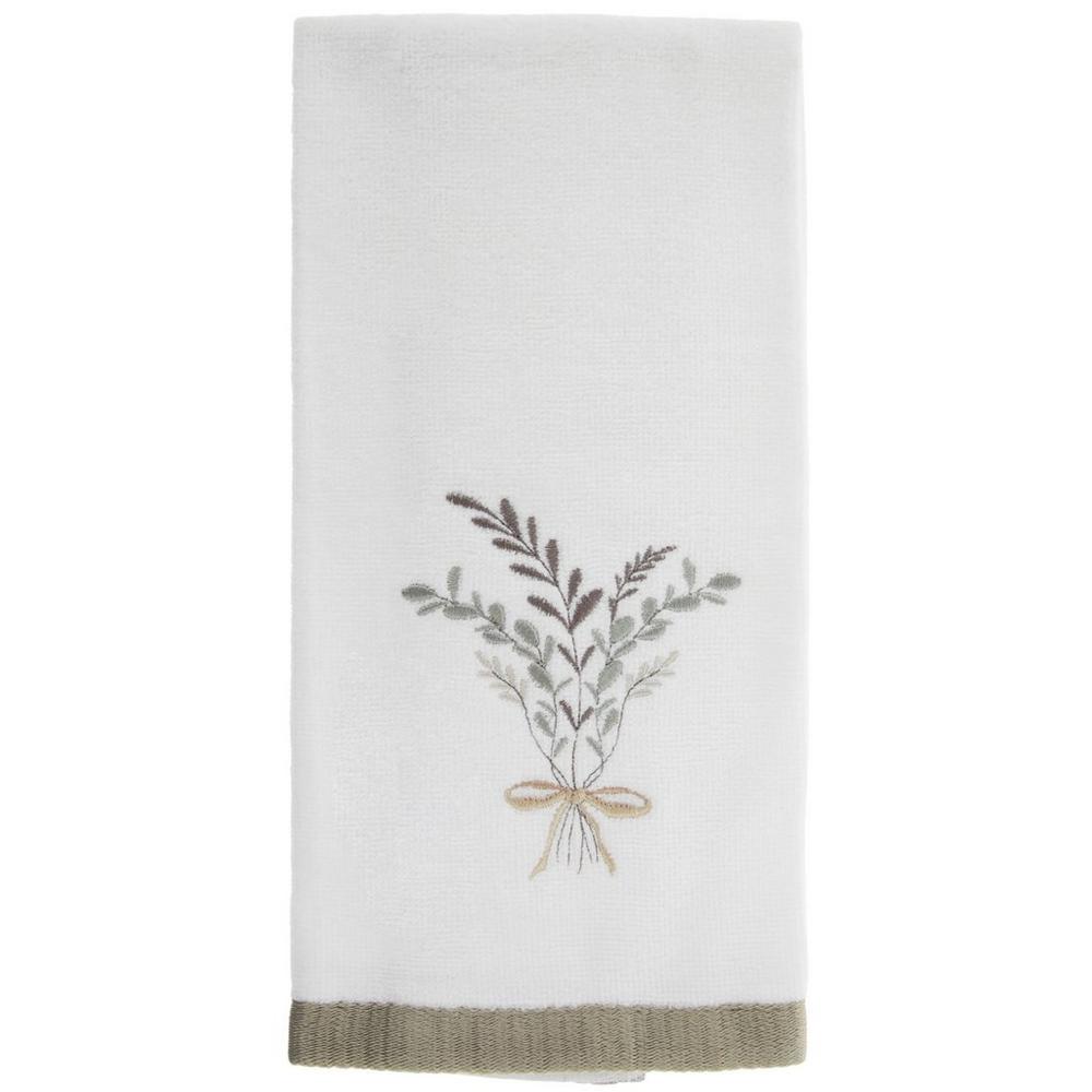 Embroidered Floral Velour Hand Towel