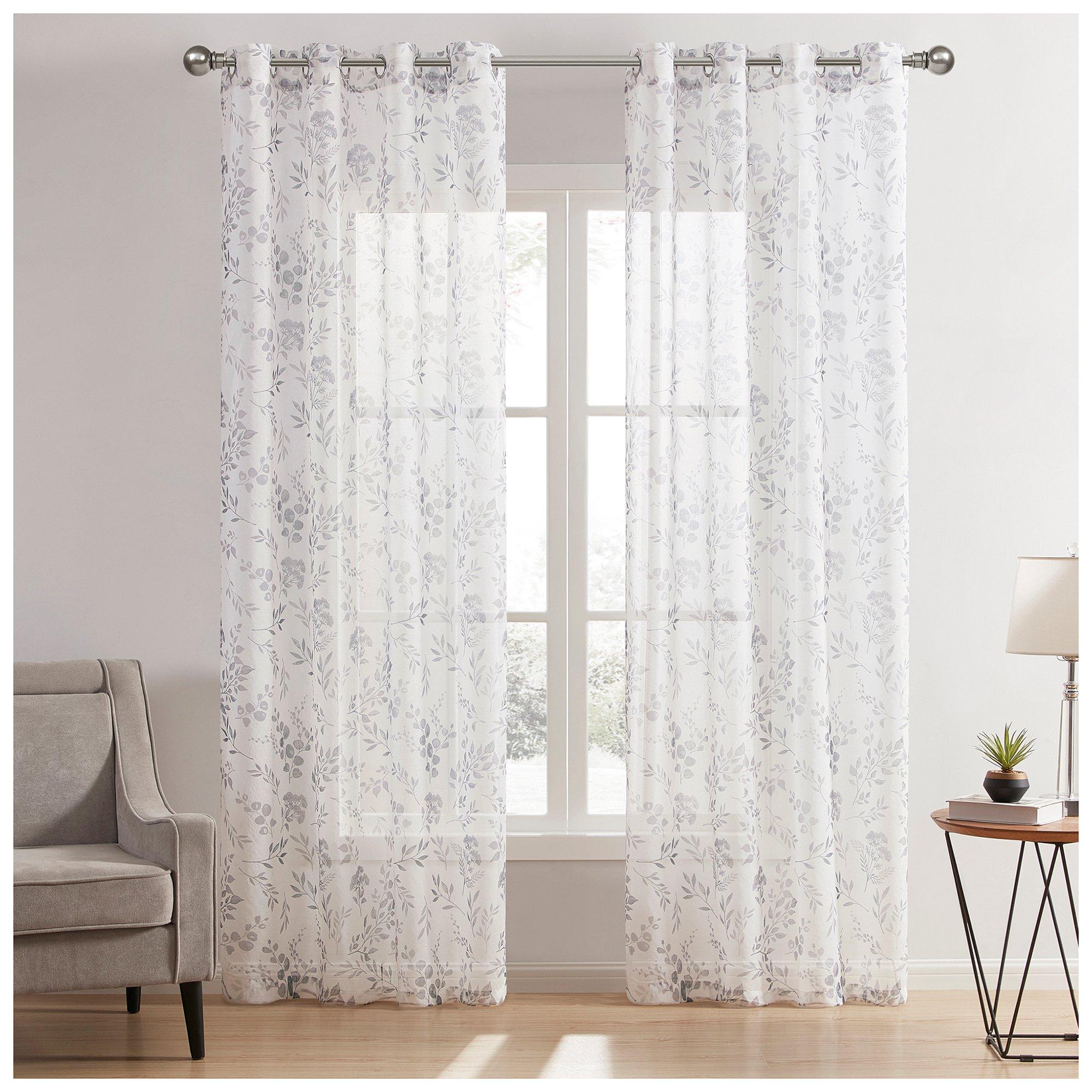 White & Gray Floral Sheer Window Curtain Hobby Lobby 2404978