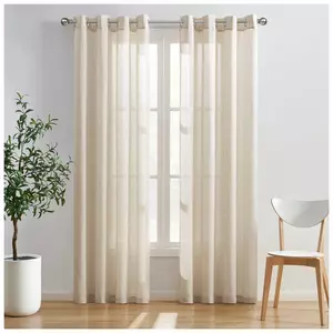 Taupe Striped Light Filtering Window Curtain