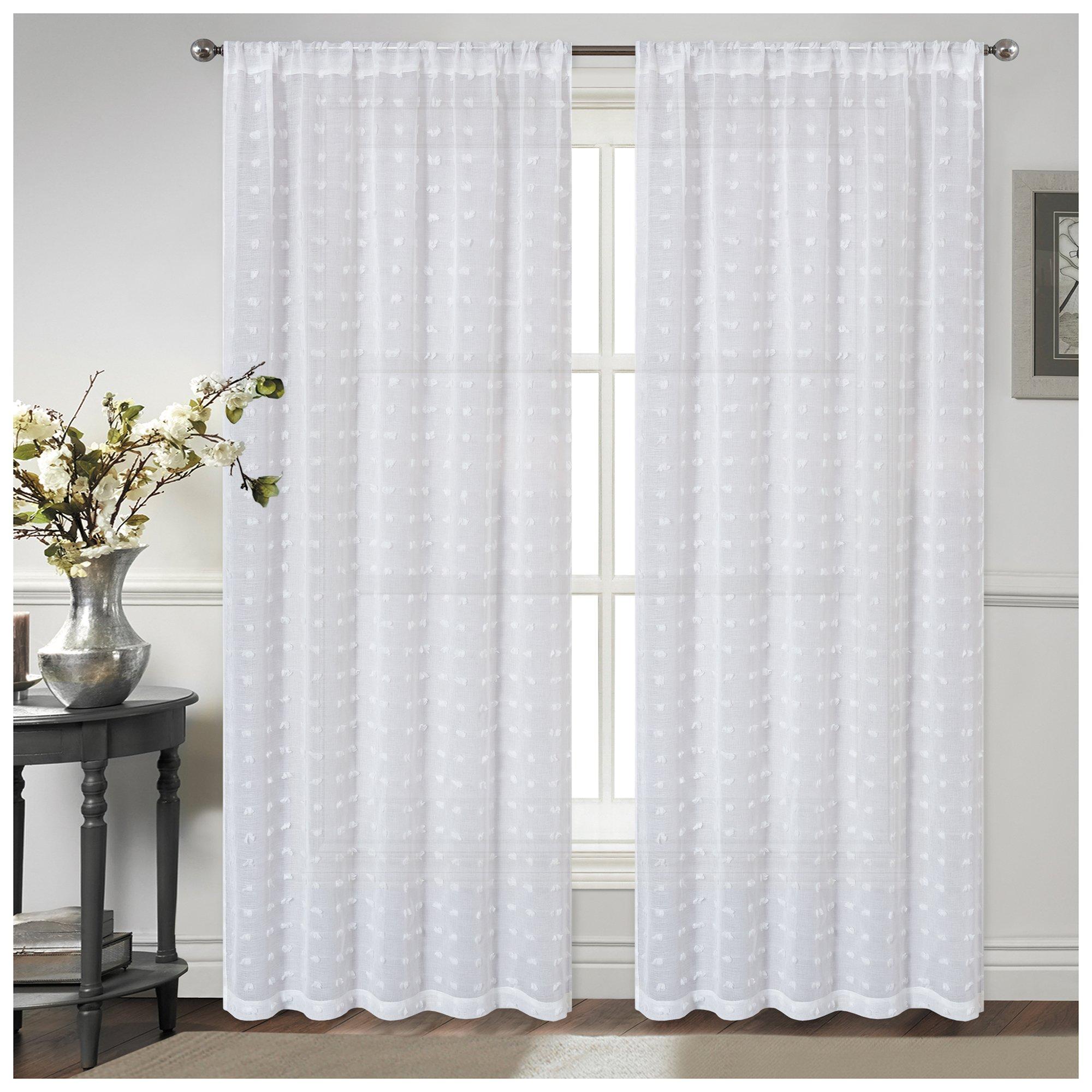 White Tufted Polka Dot Window Curtain | Hobby Lobby | 2405066