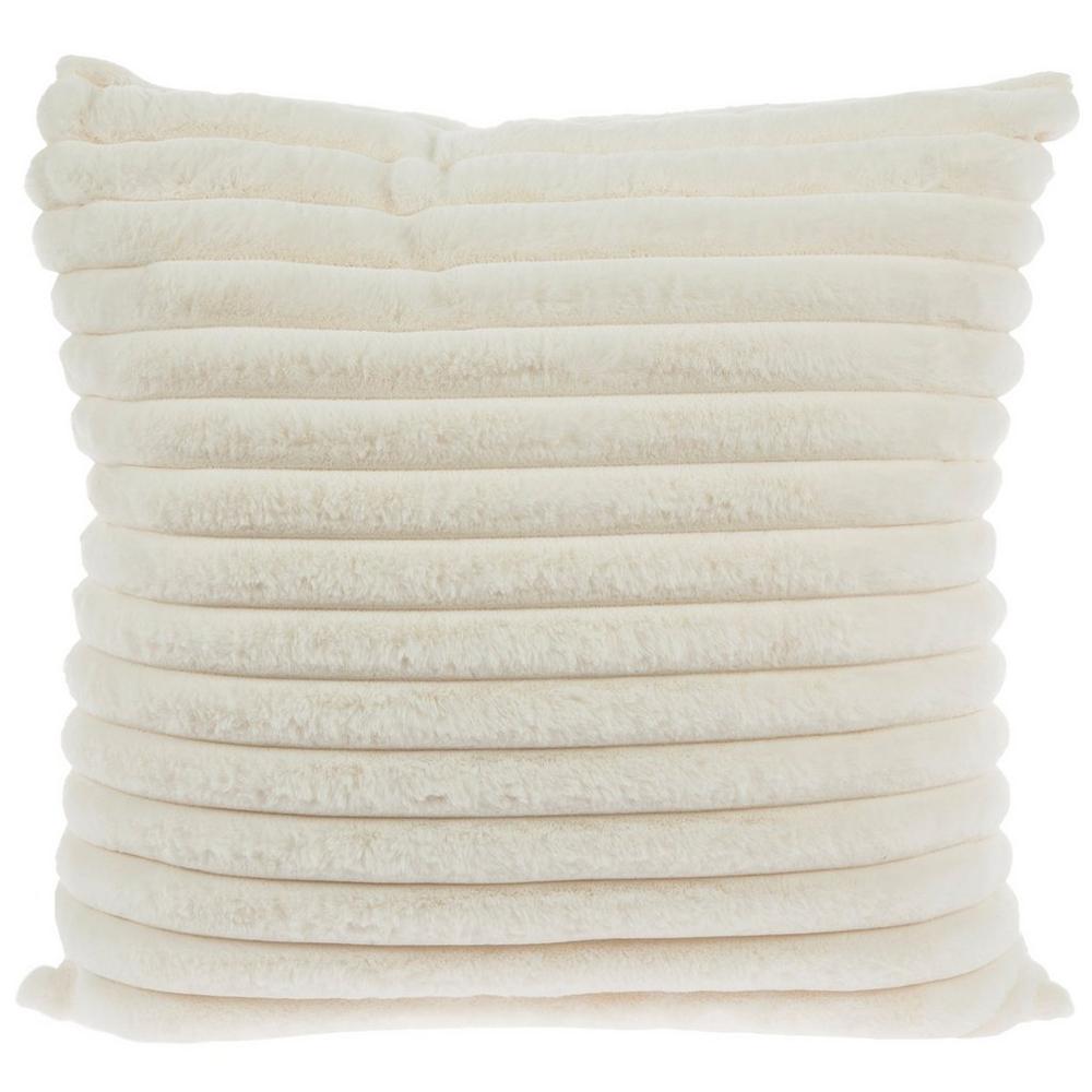 Ribbed Faux Fur Throw Pillow