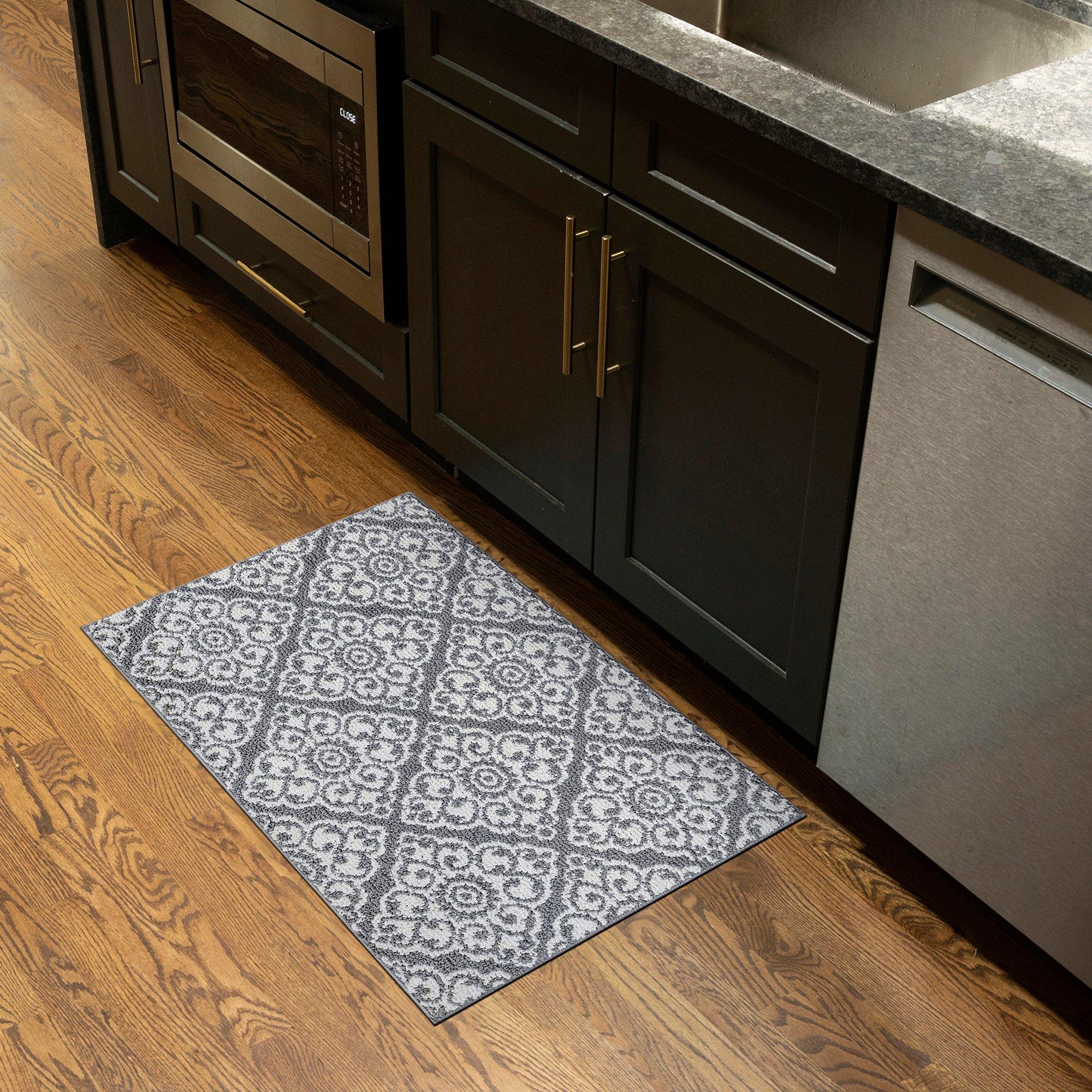 Gray & White Damask Accent Rug Hobby Lobby 2405702