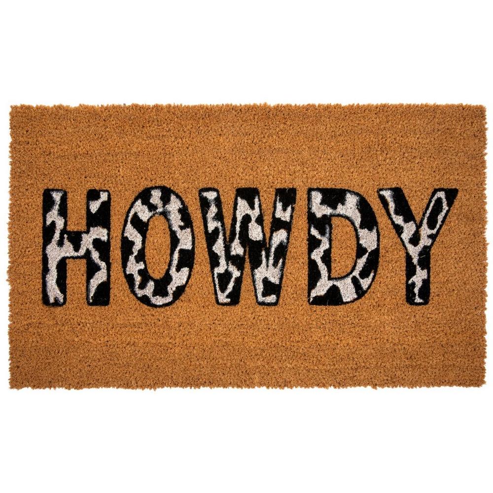 Howdy Cow Print Coir Doormat