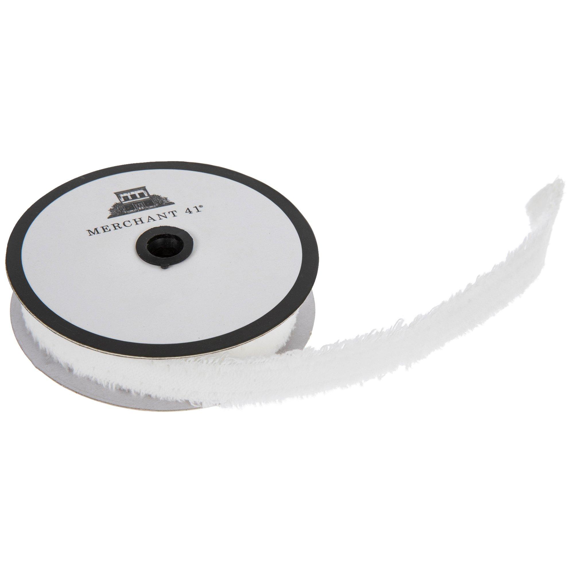 meer. ROUND CUTTING VELOUR TOP ホワイト Velvet Trim With Fray Edge - 1/2