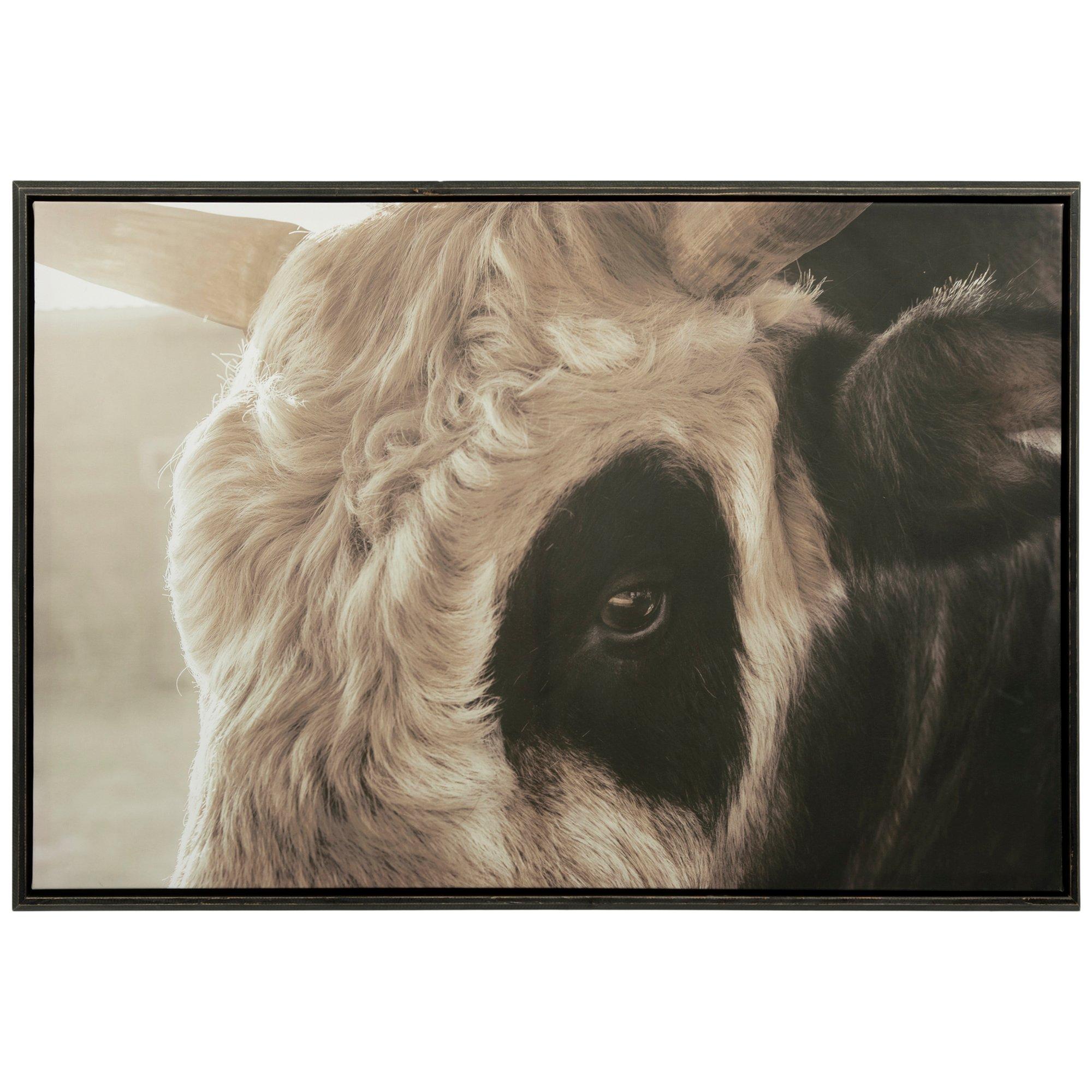 Black White Cow Framed Canvas Wall Decor