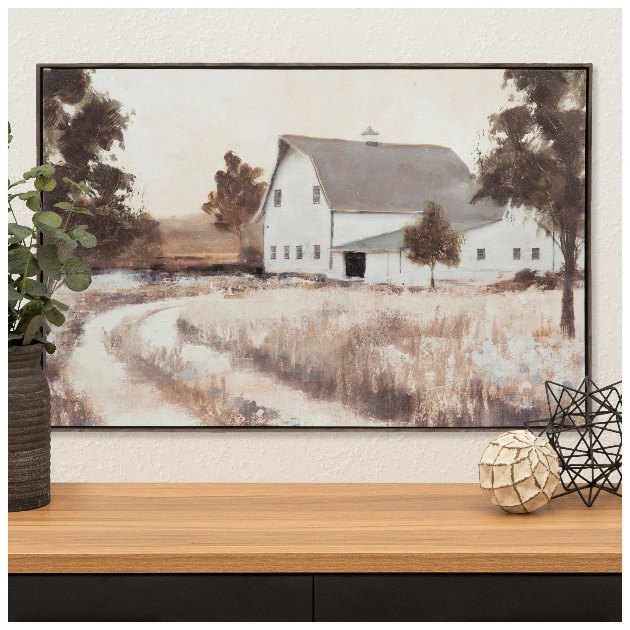 White Barn Canvas Wall Decor