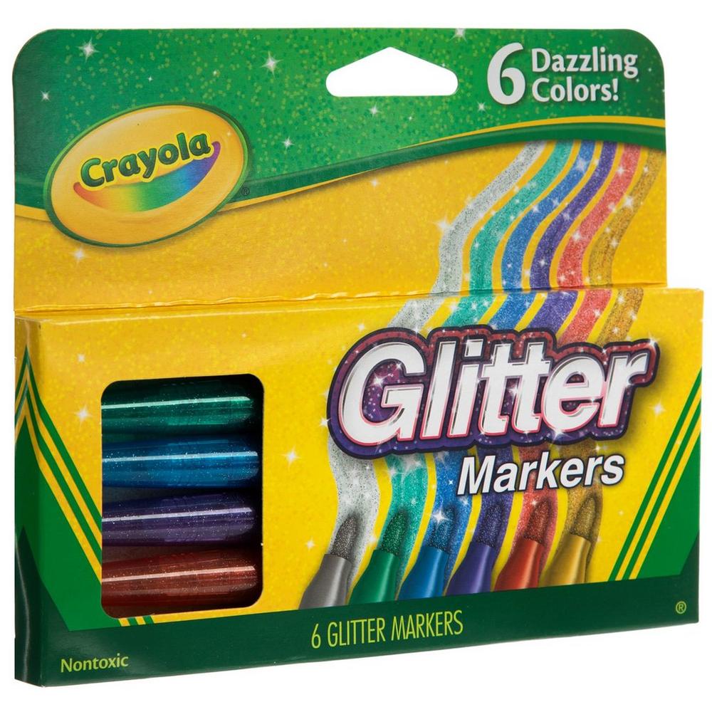 Crayola Glitter Markers - 6 Piece Set | Hobby Lobby | 2410124, image size:1000x1000
