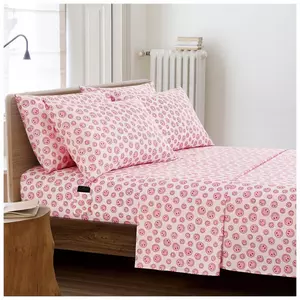 Pink Smiley Face Twin XL Sheets & Pillowcase