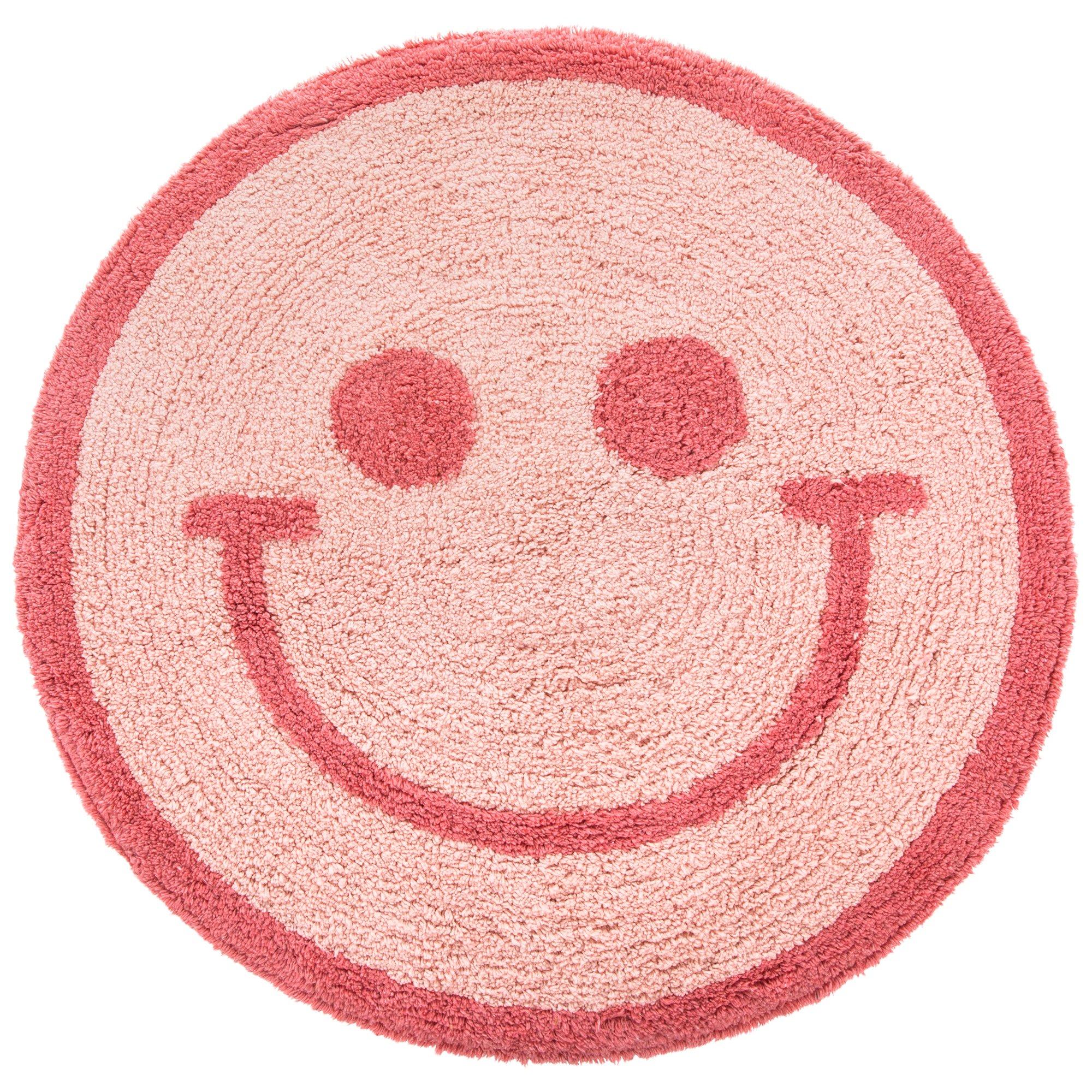 Pink Smiley Face Tufted Bath Mat