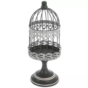 Antique Gray Metal Bird Cage Stand