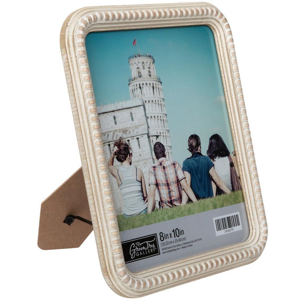 Whitewash Beaded Wood Picture Frame