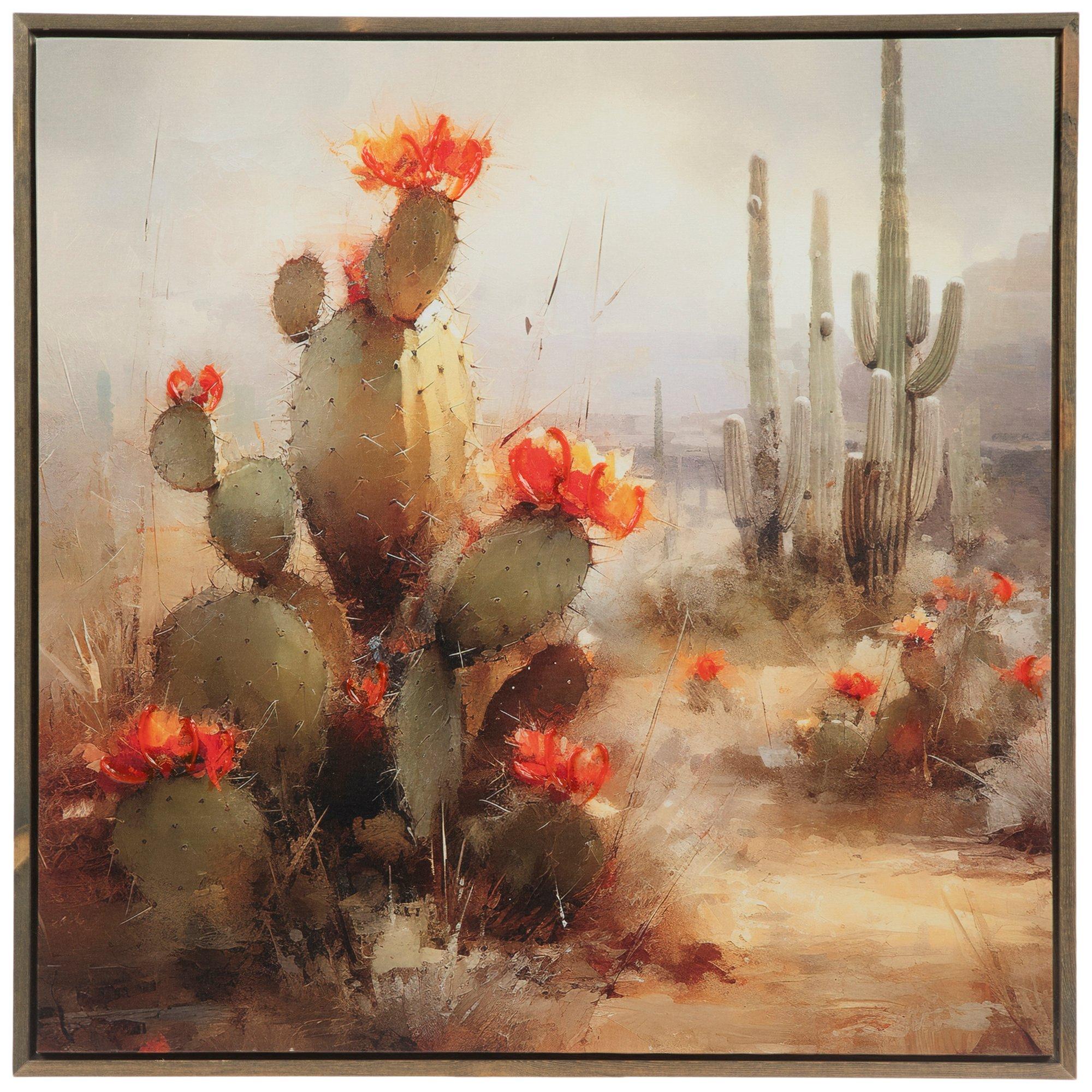 Blooming Cactus Framed Canvas Wall Decor Hobby Lobby 2416428