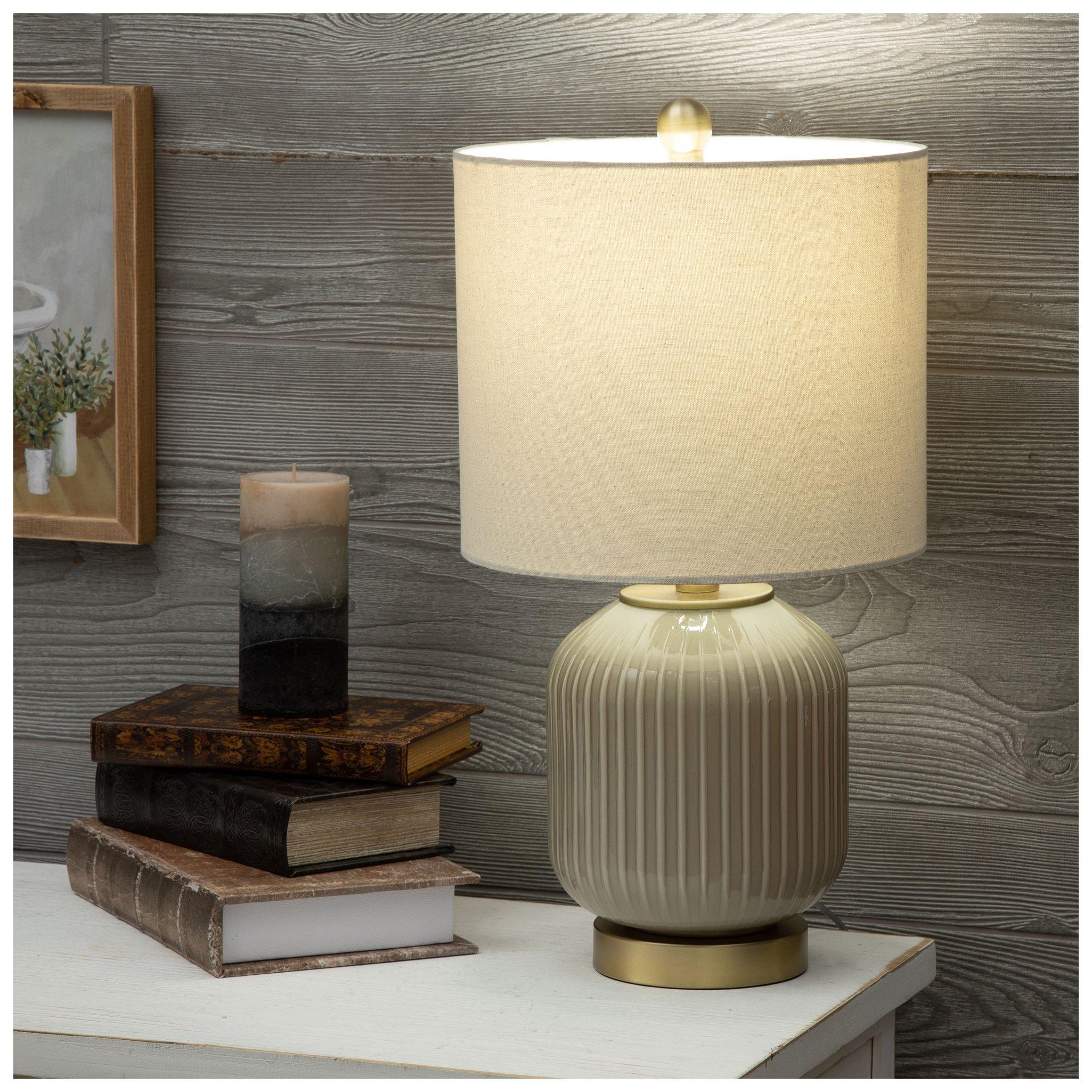 Gray Ribbed Glass Table Lamp | Hobby Lobby | 2416857