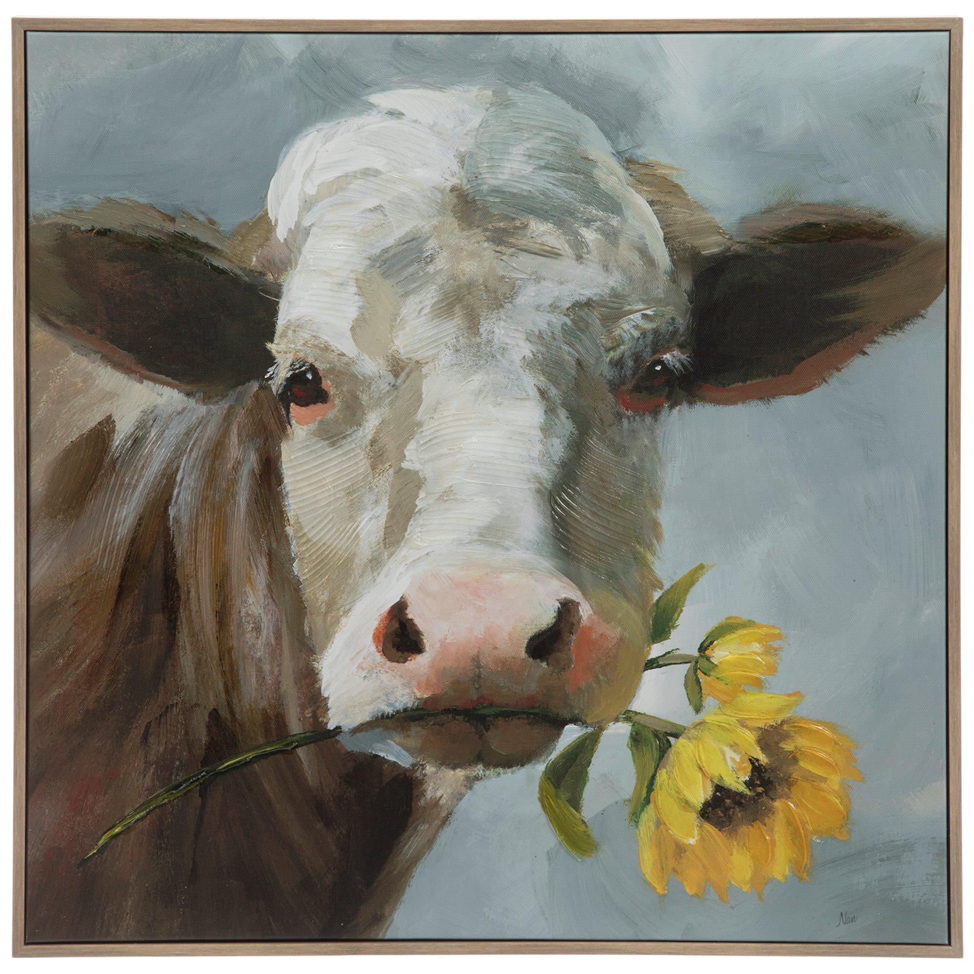 Sunflower Cow Framed Canvas Wall Decor Hobby Lobby 2418135