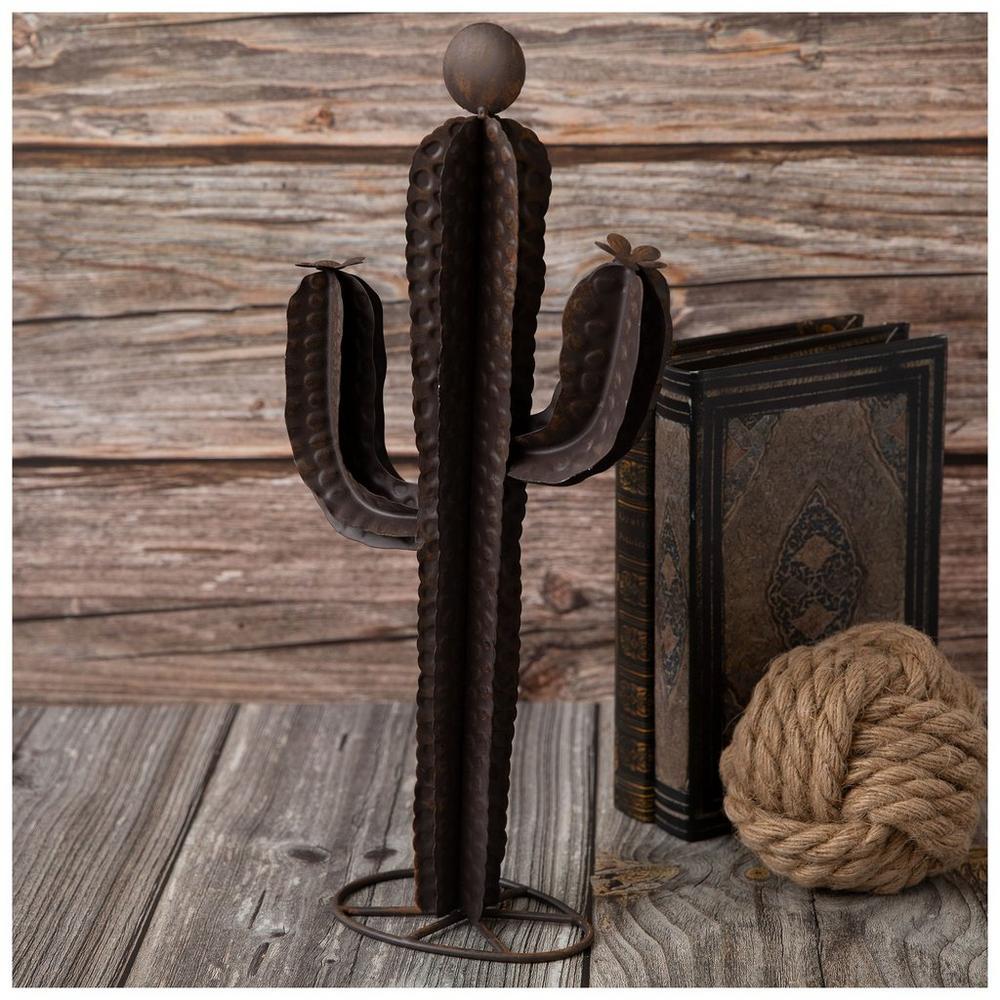 Brown Metal Cactus Statue