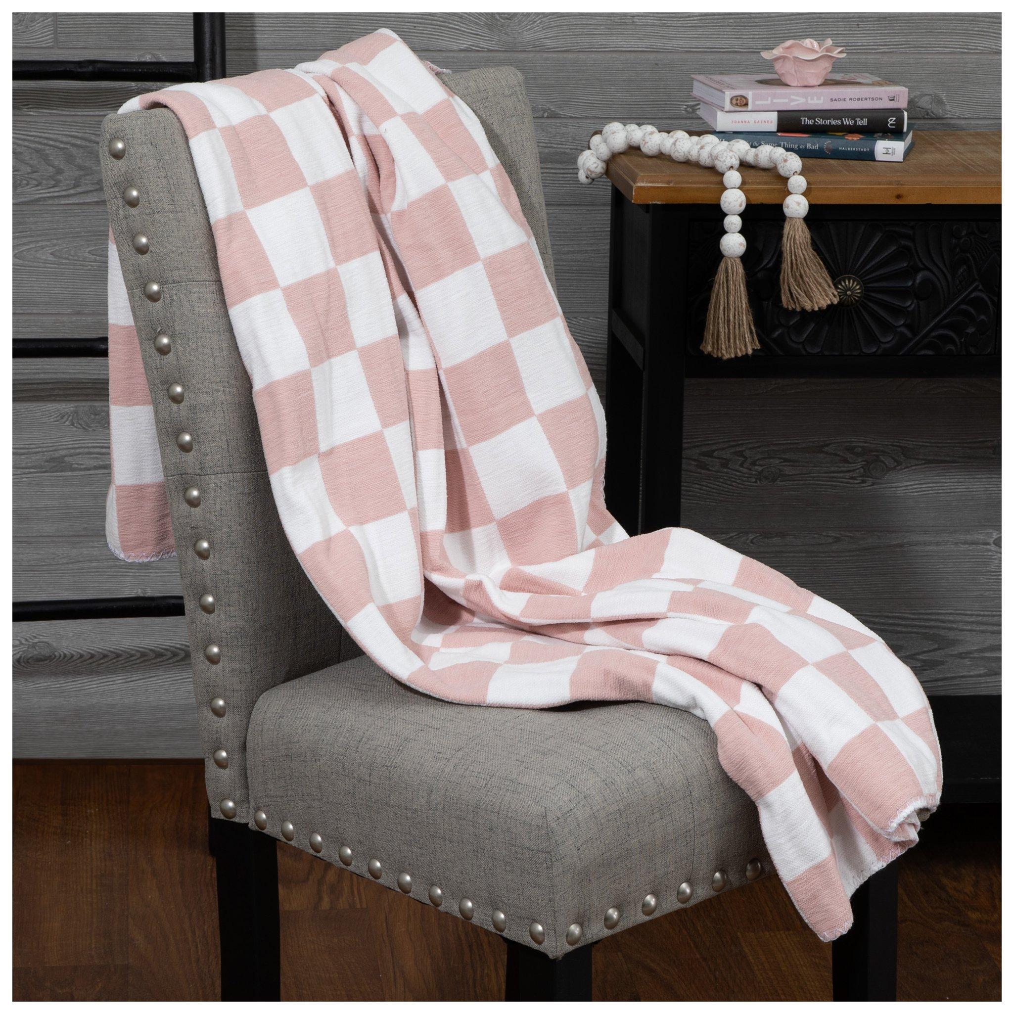 Light Pink Chenille Checkered Throw Blanket Hobby Lobby 2425395