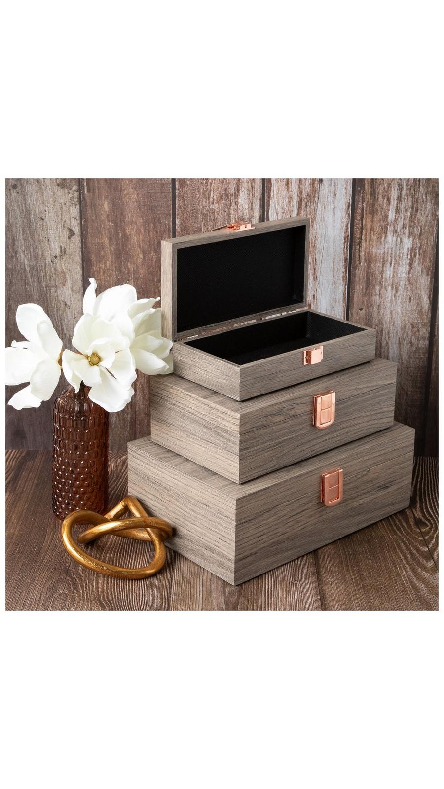 Gray Wood Grain Storage Box Set | Hobby Lobby | 2425551