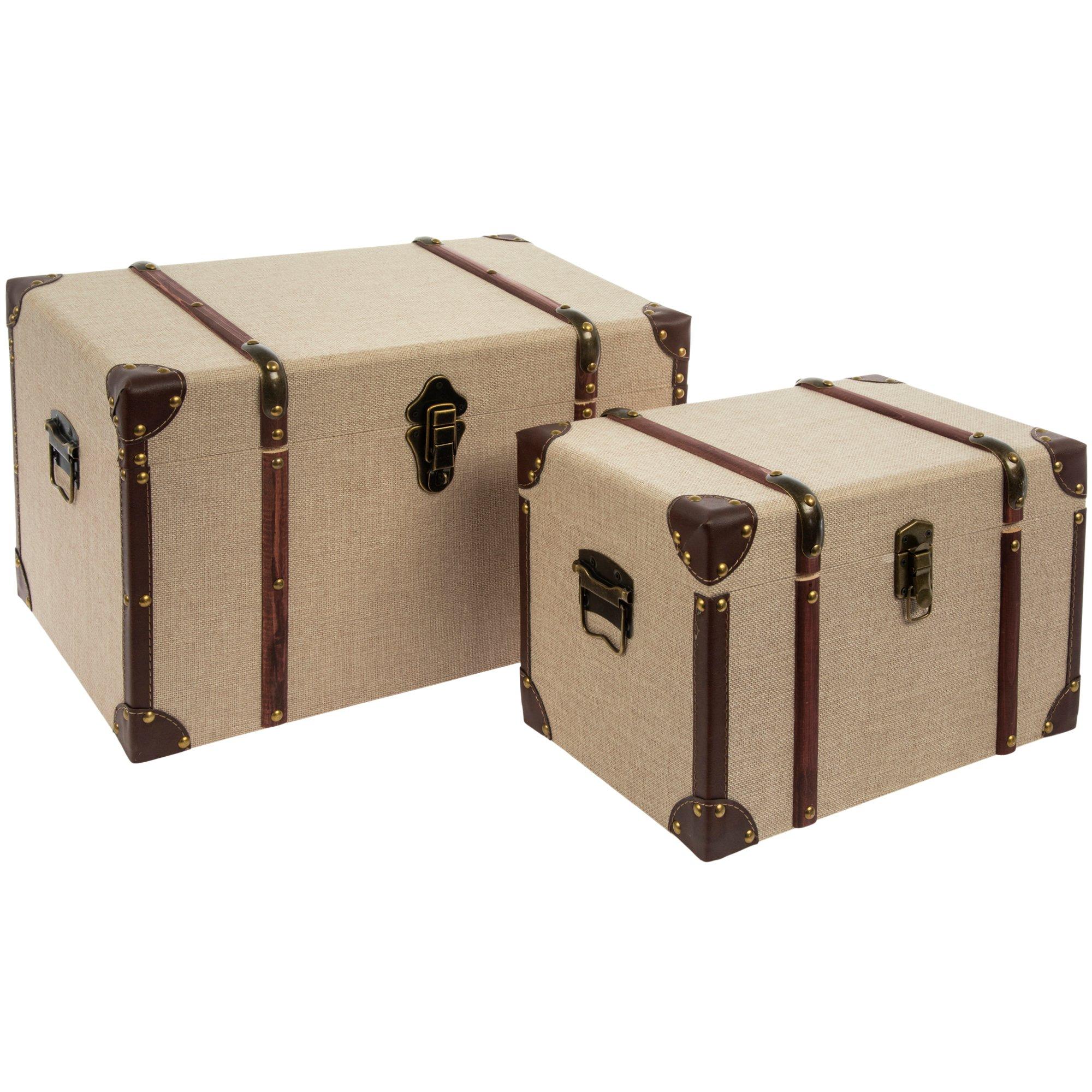 Vintage Tweed Wood Trunk Set | Hobby Lobby | 2425734