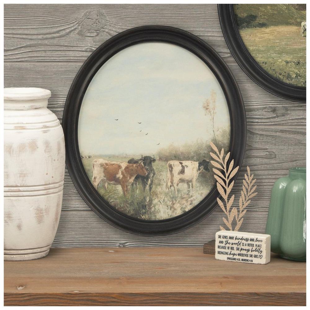 Grazing Cow Herd Oval Canvas Wall Decor