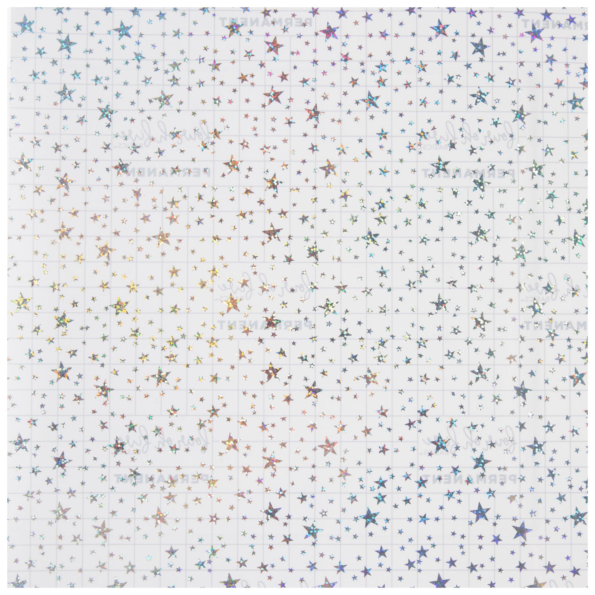 Silver Holographic Stars Permanent Vinyl - 12