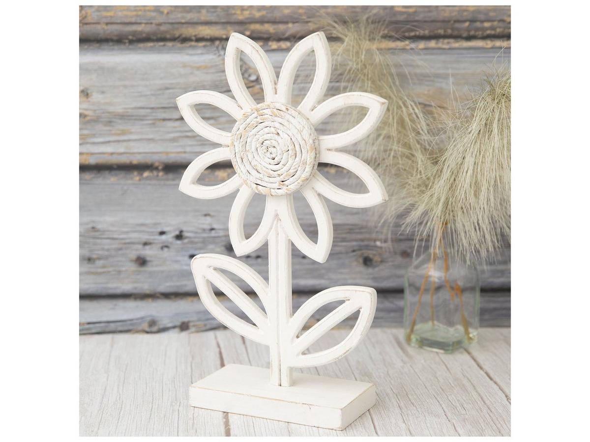 Whitewash Carved Flower Wood Decor | Hobby Lobby | 2432581