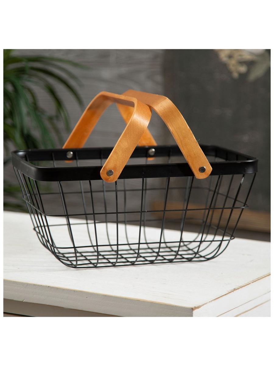 Metal Basket With Wood Handle | Hobby Lobby | 2434090