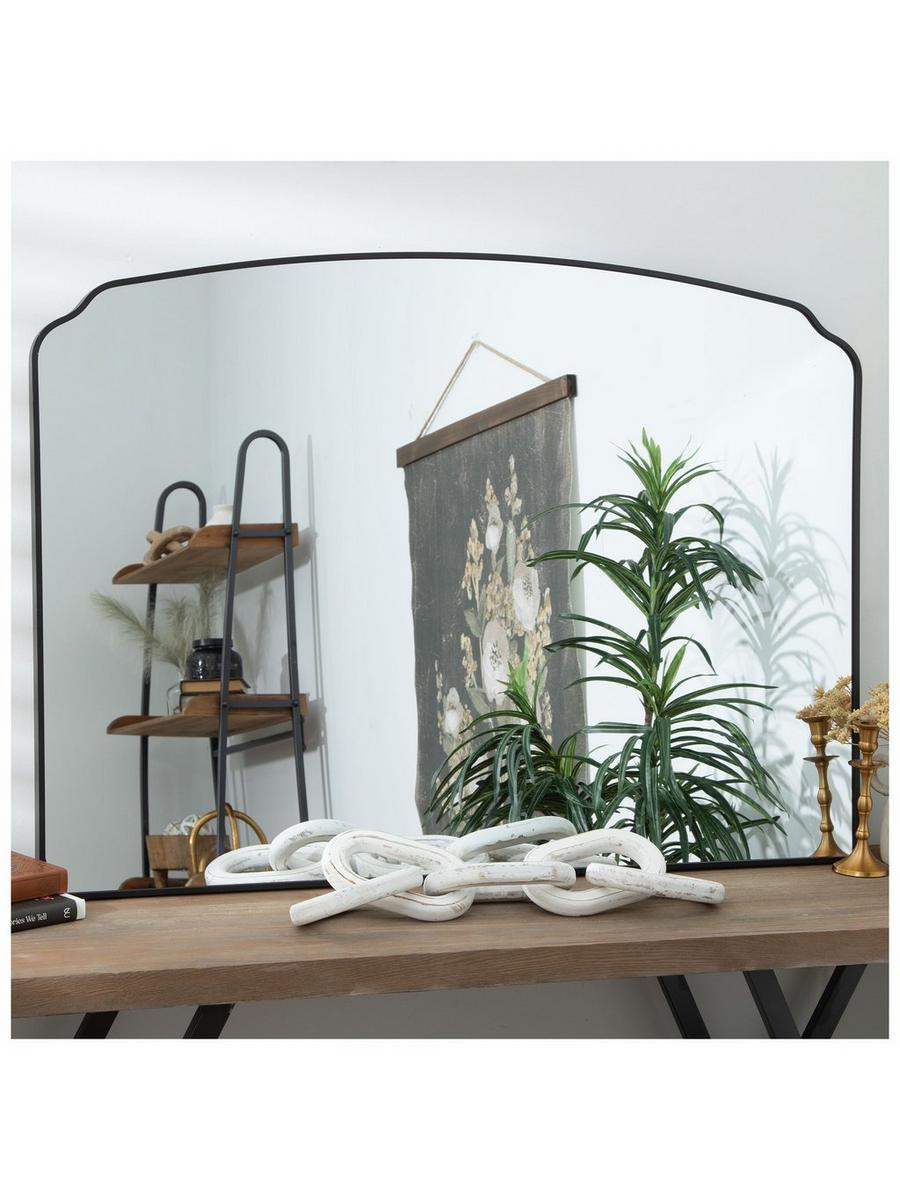 Sleek Black Metal Mantel Mirror - Modern Contemporary Wall Decor