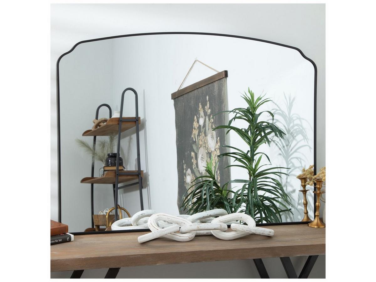Sleek Black Metal Mantel Mirror - Modern Contemporary Wall Decor