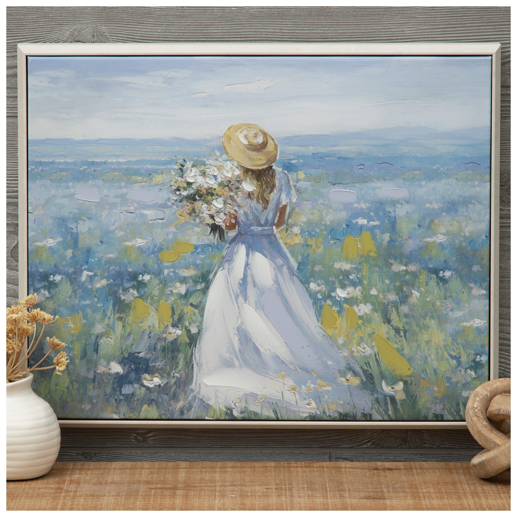 Girl In Flower Field Canvas Wall Decor | Hobby Lobby | 2439685, image size:2050x2050