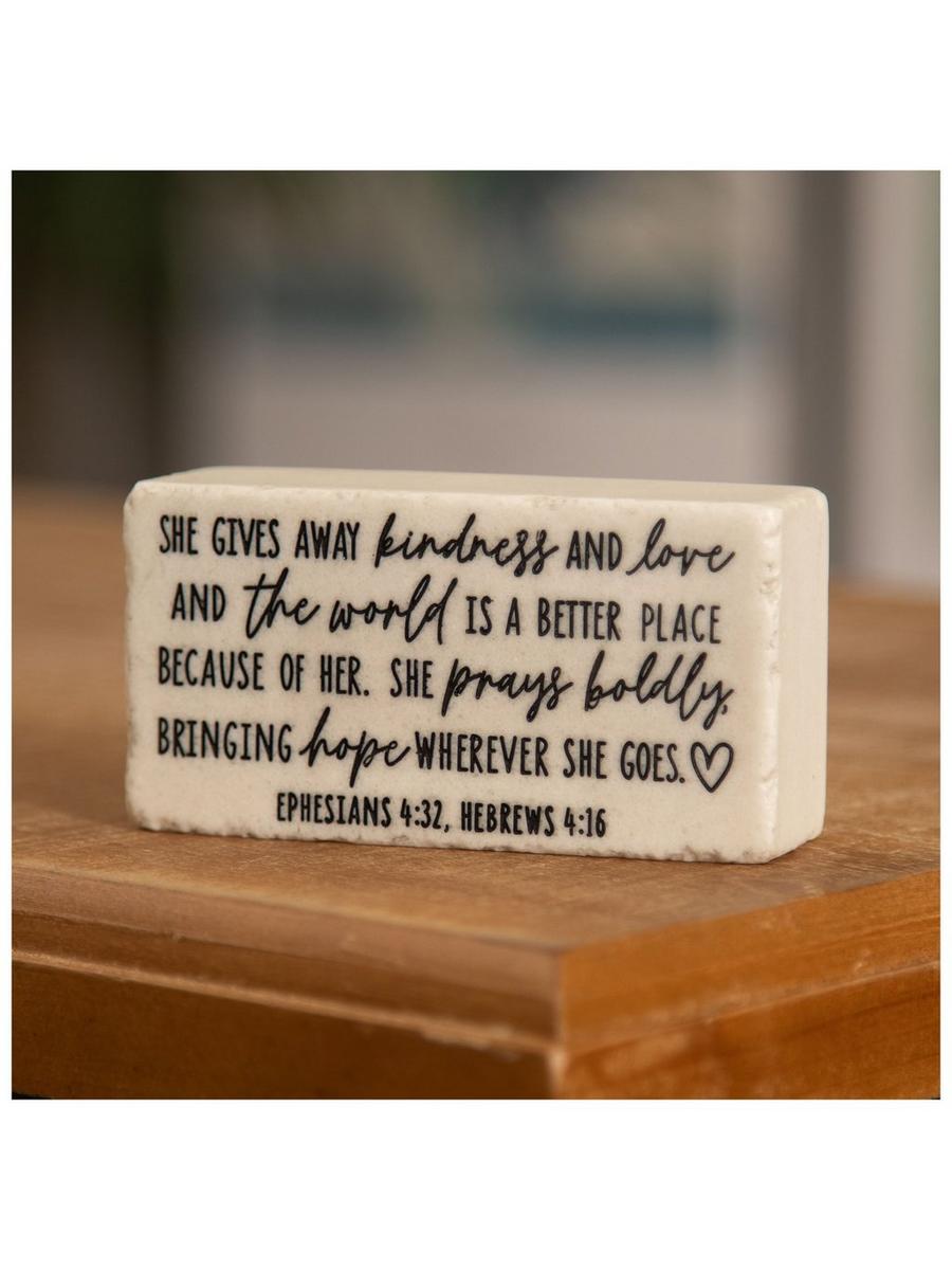 Ephesians 4:32 & Hebrew 4:16 Stone Block Decor | Hobby Lobby