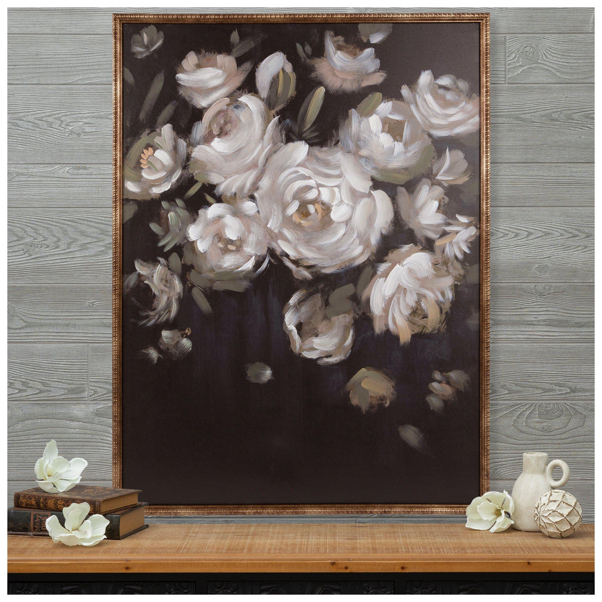 White Flowers Canvas Wall Decor
