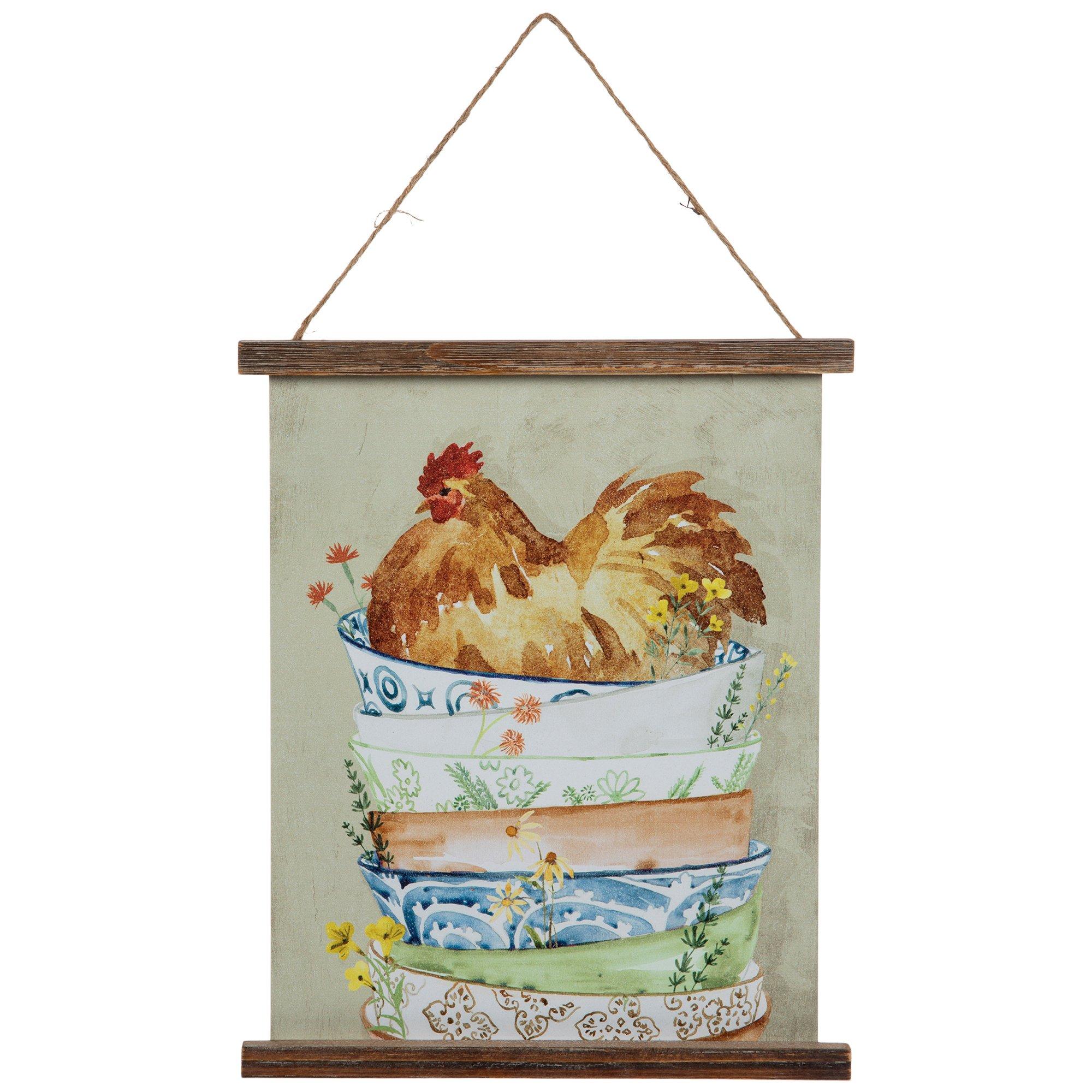 Chicken In A Bowl Metal Wall Decor